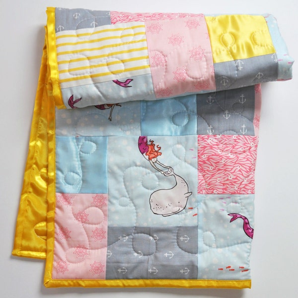 READY TO SHIP Mermaid Quilt, Mermaid Baby, Mermaid Baby Shower, Mermaid Nursery, Mermaid Crib, Mermaid Bedding, Mermaid Gift, Mermaid Girl