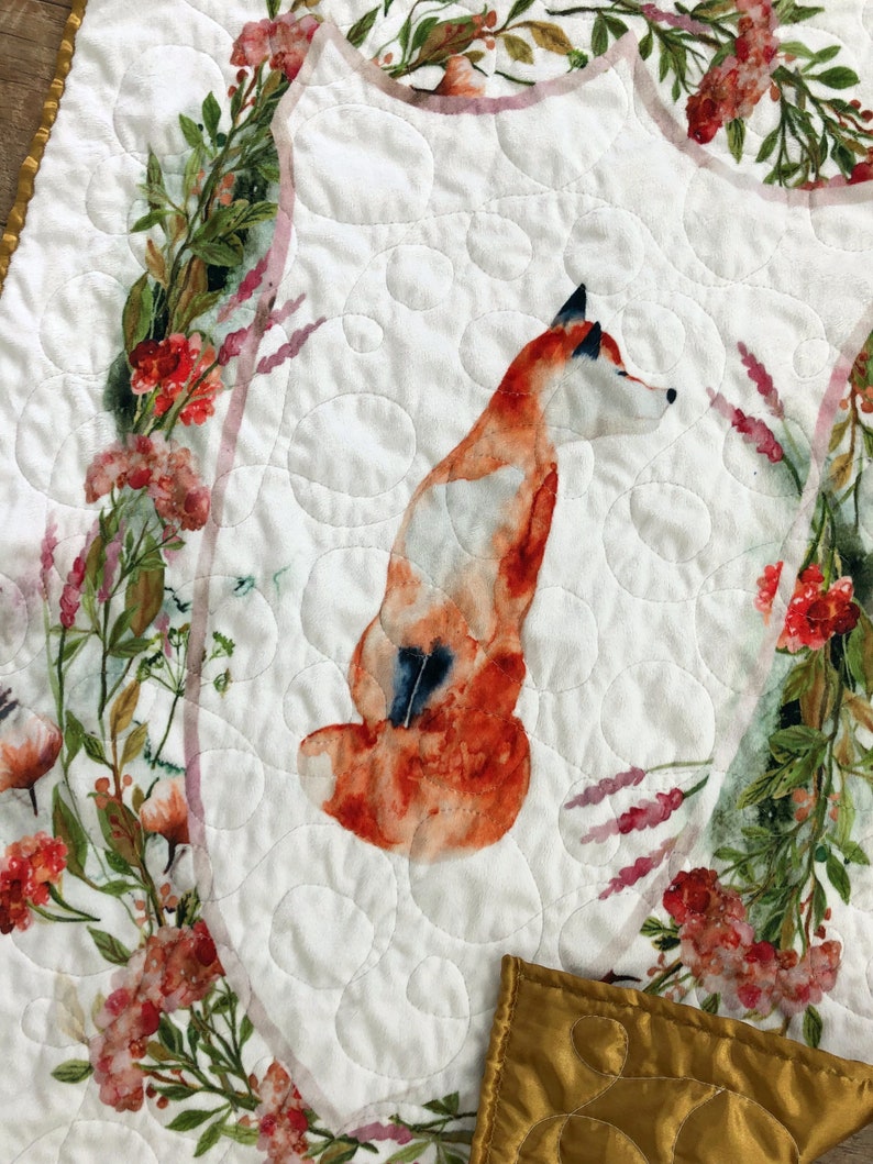 Fox Baby Blanket Woodland Nursery Woodland Decor Woodland Baby Quilt Fox Baby Quilt Fox Nursery Fox Quilt Fox Blanket Fox Bedding