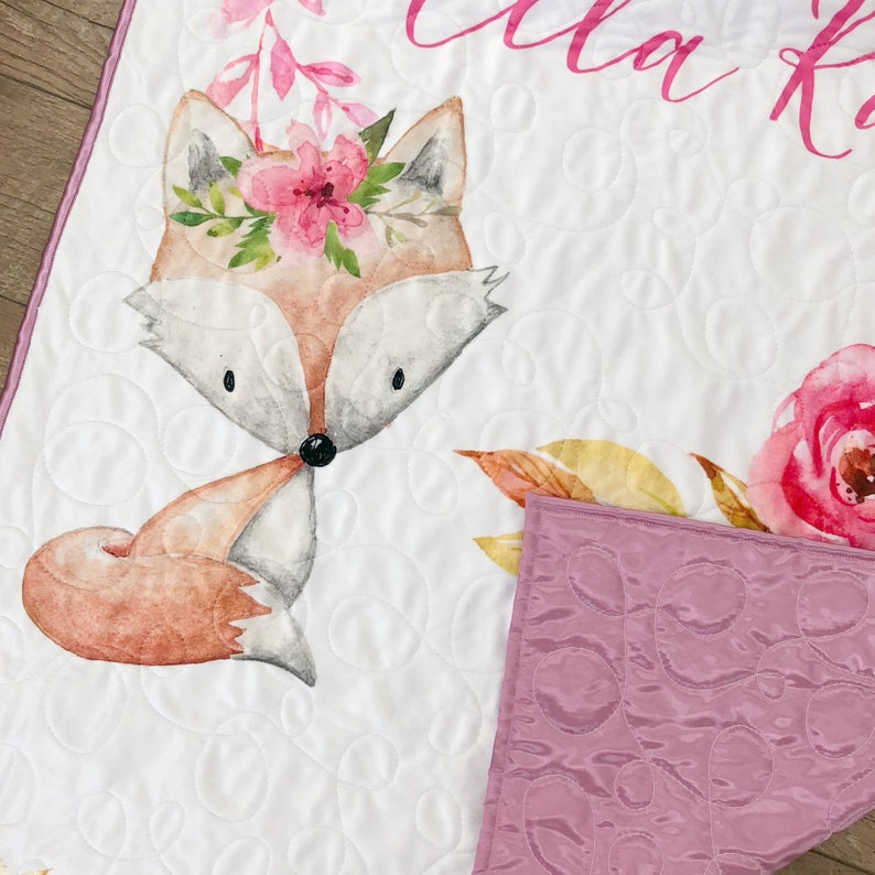 Fox Baby Quilt Fox Nursery Fox Baby Blanket Personalized Etsy