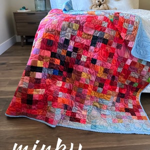 Handmade Mid Century Modern Quilt, Midcentury Minimalist Whole Cloth Blanket, Contemporary Mosaic Throw image 2