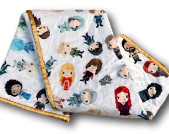 Handmade Game of Thrones Baby Quilt, Game of Thrones Nursery Theme, GoT Minky Blanket, Bedroom Decor Ideas, Geek Girl Boy Personalized Gift