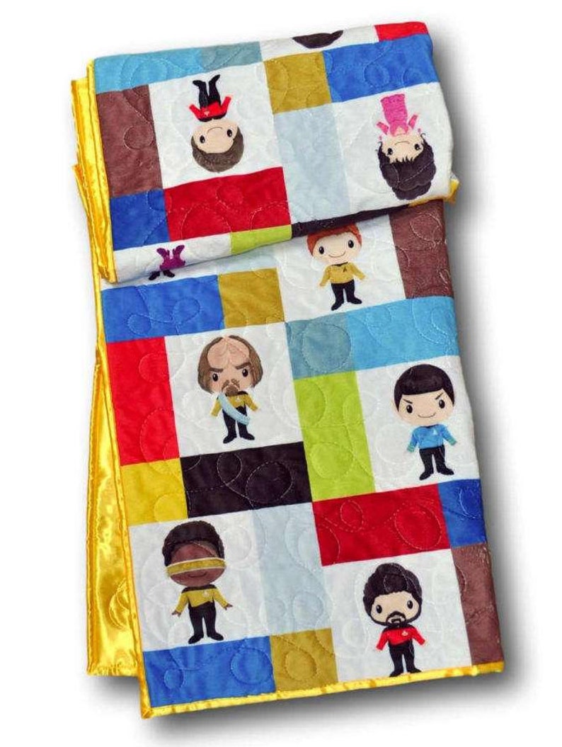 Handmade Star Trek Baby Quilt, Whole Cloth Minky Blanket, Star Trek Nursery Bedroom Decor, Geeky Nerdy Gift Ideas image 1