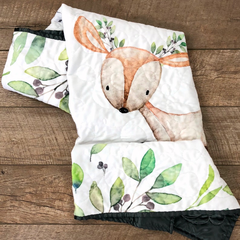 Woodland Baby Quilt Woodland Nursery Gender Neutral Baby Etsy