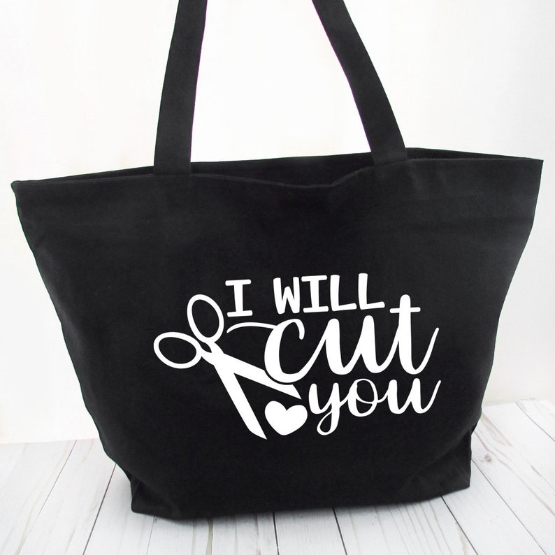 Tote Bag I Will Cut You Zippered Tote Hair Dresser Bag Etsy
