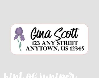 30 Custom Vintage Purple Flowers Stamp Art Personalized Address Labels 