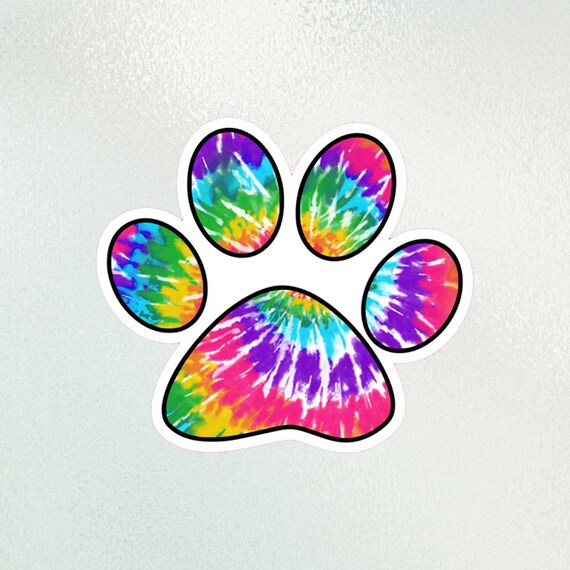 Water Bottle Sticker Custom Tie Dye Dog Cat Paw Waterproof Sticker
