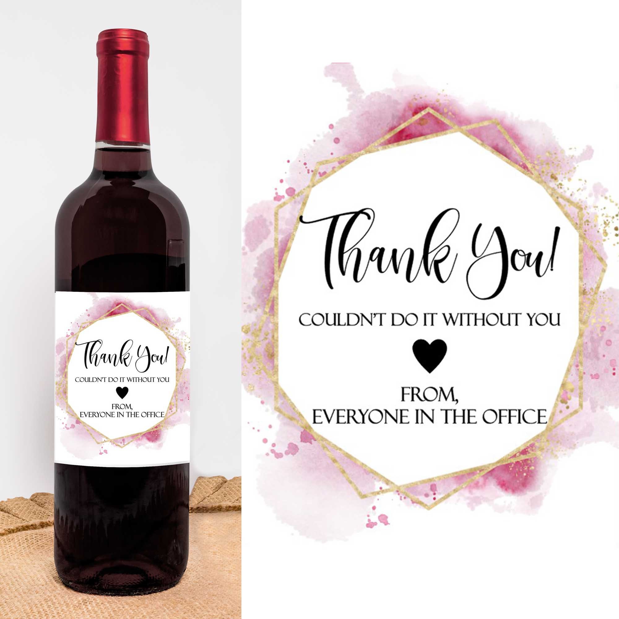 Thank you Wine Label Appreciation Gift Administrative Etsy