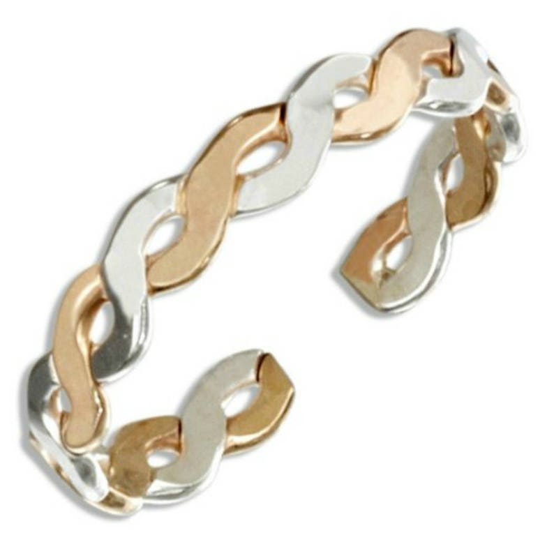 Sterling Silver 14K Gold Filled Braid Band Adjustable Big Toe Ring