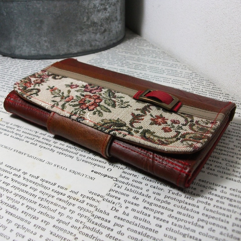 Trifold Unique Floral Handmade Personalized Wallet Clutch Wallet Vegan Leather Wallet Vegan Friendly