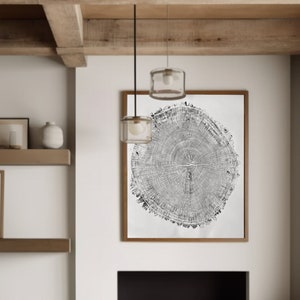 Giant Oak from Illinois, Tree ring art, oak tree art, hand pressed woodblock print, illinois tree