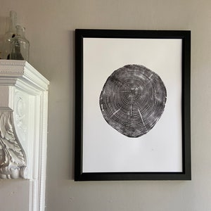 Long Island, NY, Oak tree art, Oak tree ring print, Tree stump art print, Original Woodcut, Woodblock print, Linton Art