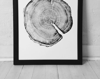 Utah Art, Uinta Mountains, Tree ring print, Woodcut Print, Biology Gifts, Tree ring art, Natural Wood slices, Signed Original 18x24 inches