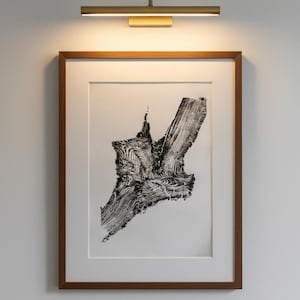 Yellowstone, Träsnitt, Timmer, Nationalparkkonst, Vedeldad konst, Alpin Modern, Modern botanisk, Skogsbruk, Signerat original bild 1