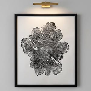Oregon Western Red Cedar, woodcut print, Woodcore art, tree ring print, natural wood slices, huge wall art, sacred geometry art image 1
