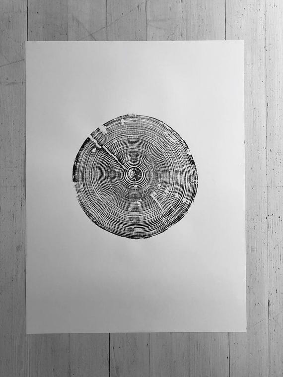 Alabama Tree Ring Print, Alabama art print, made by hand from a real tree from Birmingham area, Original woodcut print, 18x24 inch paper