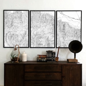 Grand Teton Map, Topo Karte, National Park Karte, Grand Teton Art, Wyoming Art