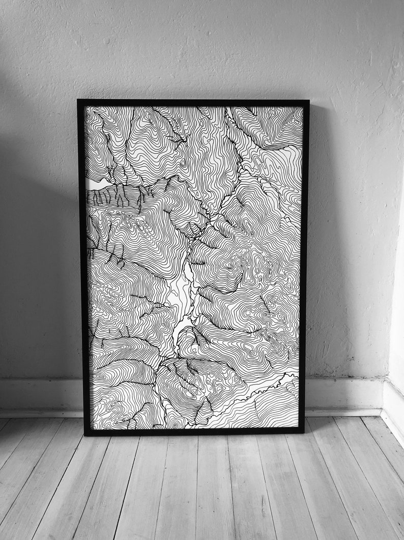 Map of Whistler, British Columbia, Ski Art, Canadian Rockies, Topographical map, Contour Map, Set of 2 image 2