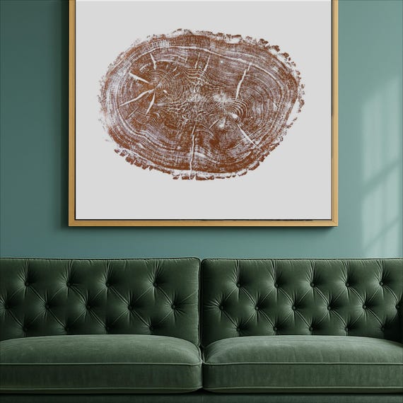 Nauvoo, Illinois Tree ring print, Old Oak Tree, LDS Art, Woodcut print, Nauvoo art, 24x36 inch art, handmade woodcut print by Erik Linton