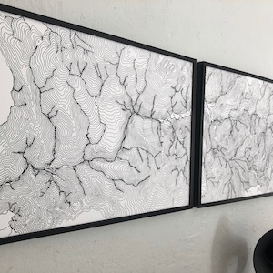 Map of Yosemite, Topographical Map of Yosemite National Park, National Park Art, Diptych Map, Set of Two 24x36 inch Maps, Yosemite NP