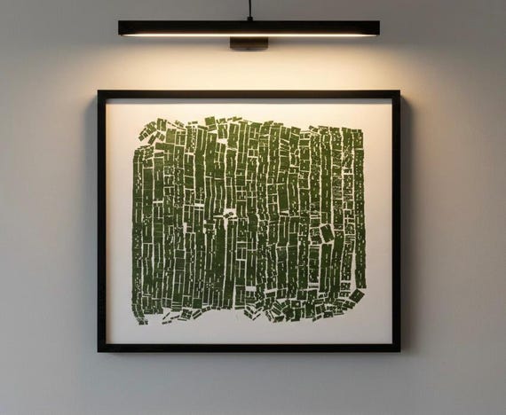 Piecemeal Arrangement, Original Monotype print, Abstract letter type artwork, 21x26 inches, Limited Edition Typography art