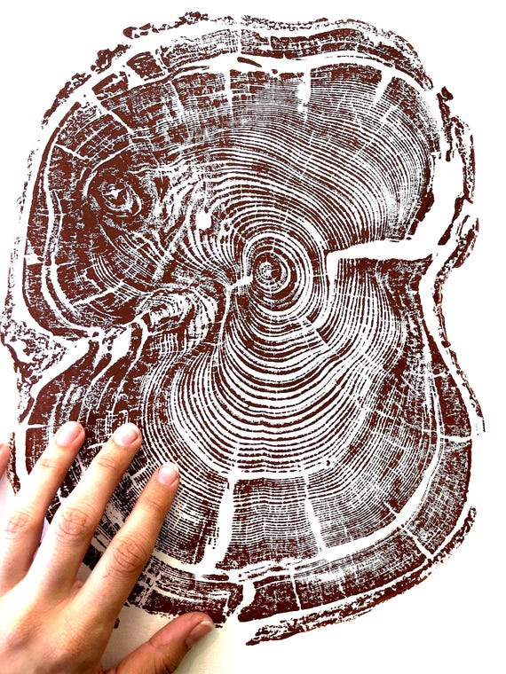 Tree stump art print, Albion Basin UT, Christmas art gift, Thanksgiving wall art, tree slice art, holiday wall decor, tree art gift, woodcut