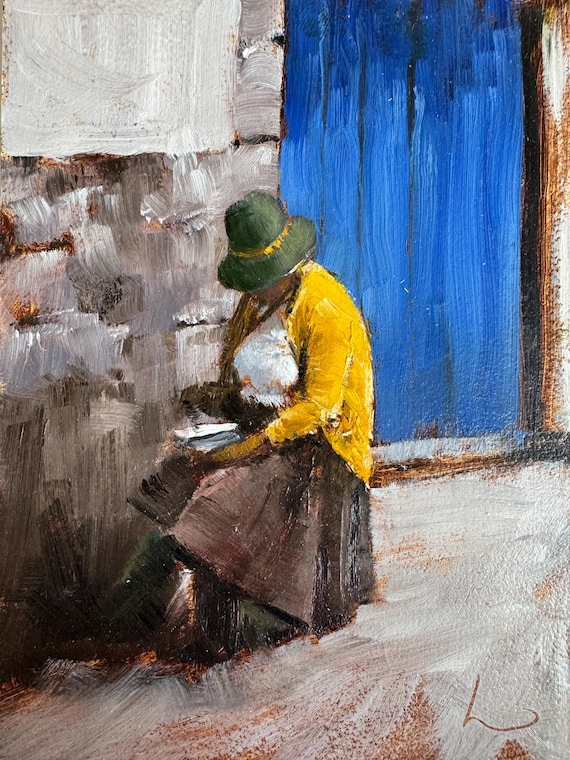 Peru Painting 5x7, Original Oil Painting, Landscape Painting, Real Painting, Oil Paintings, Peru Art