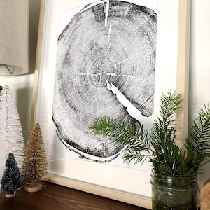 Utah-kunst, Uinta-gebergte, Forestcore-kunst Boomringprint, houtsnedeprint, boomringkunst, plakjes natuurlijk hout, origineel gesigneerd 18 x 24 inch afbeelding 10