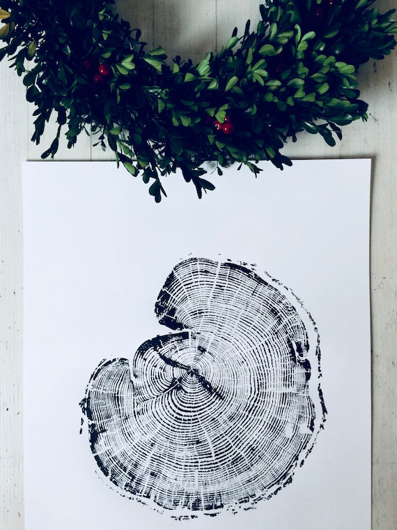 Huntsville, UT, Woodcut, Tree rings print, Tree slice, Woodblock art, Tree slice, Wood slice, Tree ring art print, Nature inspired, Linton