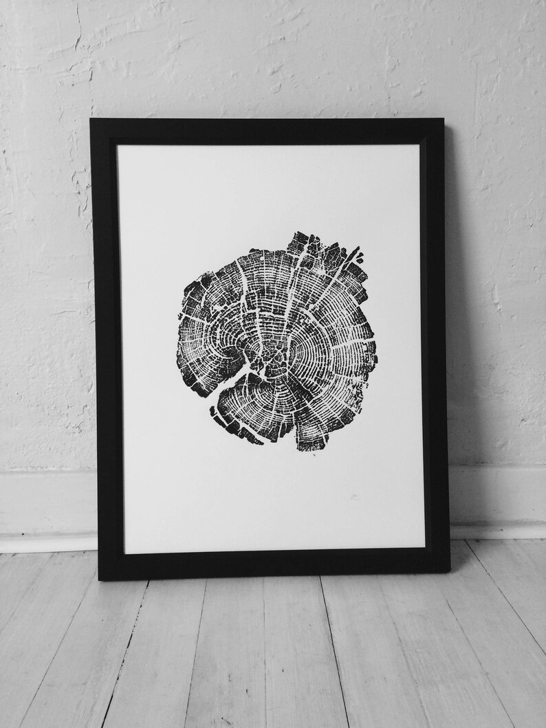 Yellowstone Park Tree rings print Woodcut print environment image 3