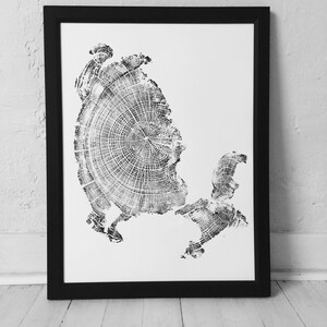 Oregon Coast, Driftwood Wall Art, Tree Ring Print, Lodgecore art, Cascade Mountains, Woodcut Art image 5