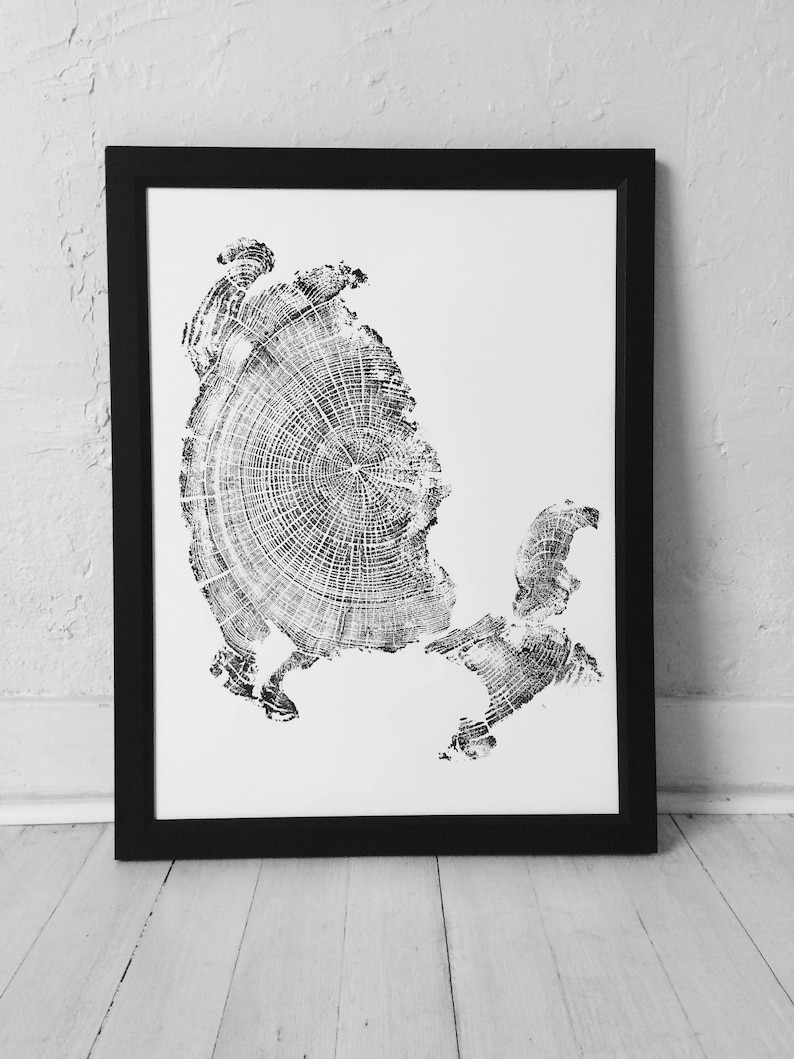 Oregon Coast, Driftwood Wall Art, Tree Ring Print, Lodgecore art, Cascade Mountains, Woodcut Art image 5