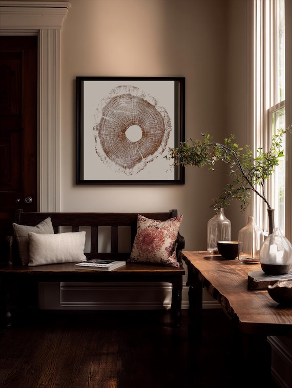 North Carolina Art, Tree ring print, Tree Hugger, Biology Art, oak tree art, log print