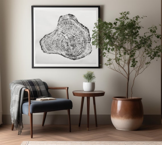 Grand Canyon Art, Huge Wall Art, Tree Ring Print, Arizona Art, Woodcut Print