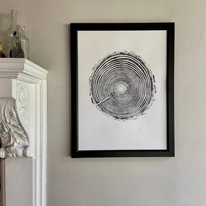 Georgia Pine, Tree ring print, Tree stump art, Griffin Georgia, Tree print art, Handmade, Woodcut, Linton Art