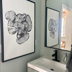 Bear Lake Utah, Tree sump print, From Bear Lake, Woodcut Print, Live Edge Lumber, 24x36 inch print, Alpine Art image 5