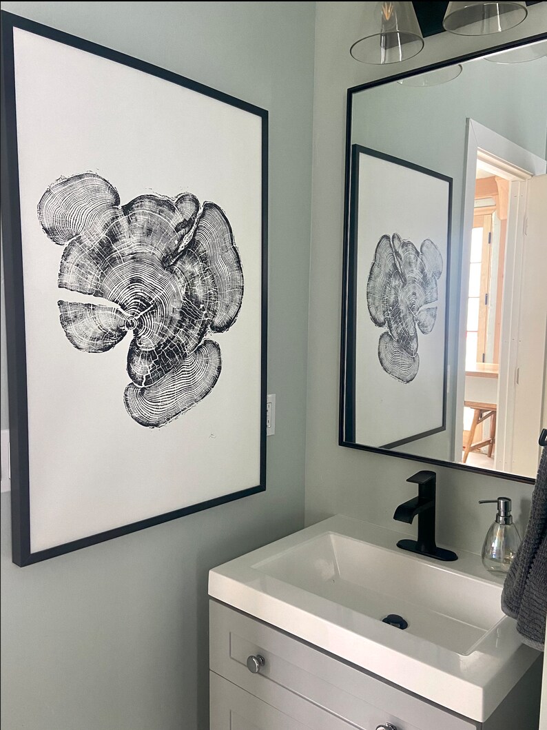 Bear Lake Utah, Tree sump print, From Bear Lake, Woodcut Print, Live Edge Lumber, 24x36 inch print, Alpine Art image 5