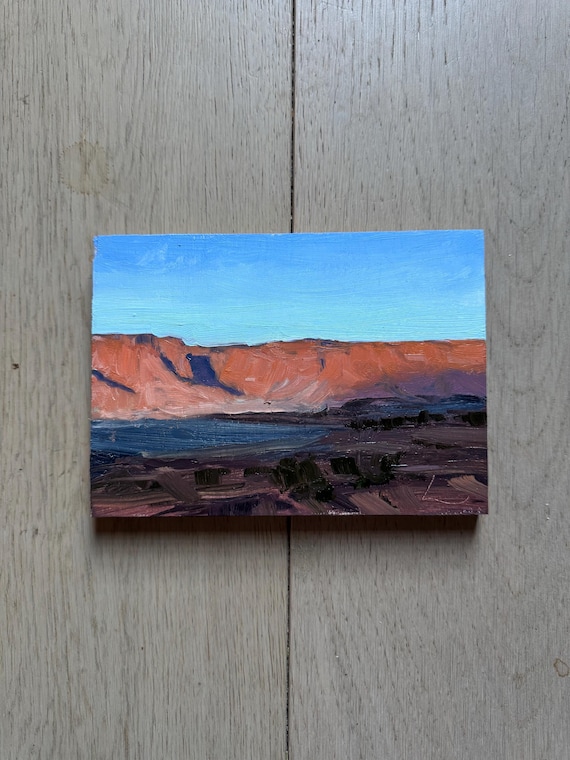 Red Horizon 5x7, Original Oil Painting, Landscape Painting, Desert Painting, Southwestern Art