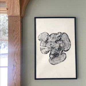 Bear Lake Utah, Tree sump print, From Bear Lake, Woodcut Print, Live Edge Lumber, 24x36 inch print, Alpine Art image 4