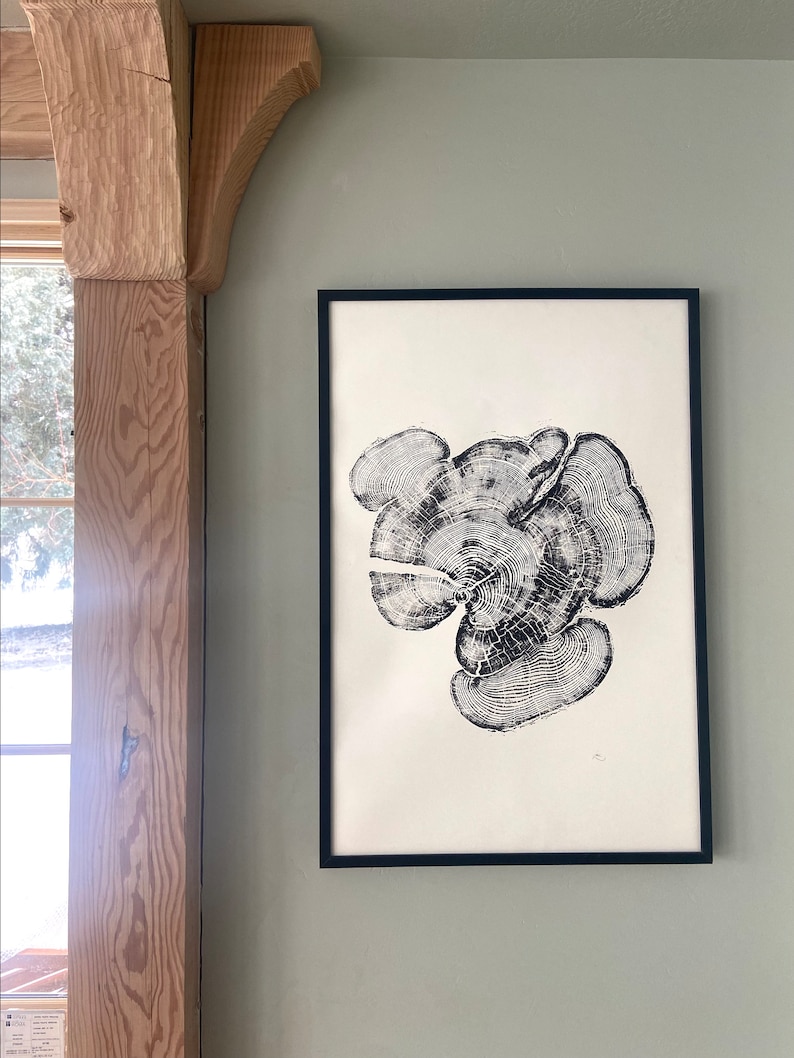 Bear Lake Utah, Tree sump print, From Bear Lake, Woodcut Print, Live Edge Lumber, 24x36 inch print, Alpine Art image 4