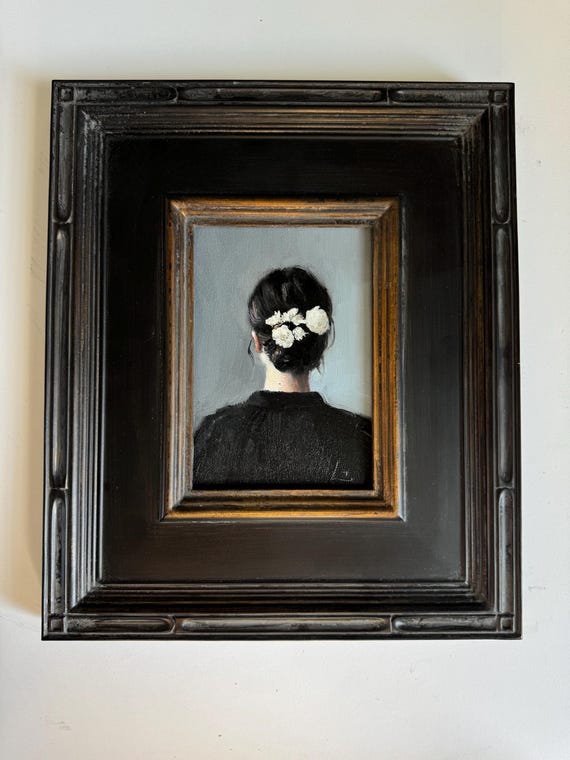 Flowers in Hair 5x7, Original Oil Painting, Figure Painting, Woman Painting, Oil Paintings, Classical Art