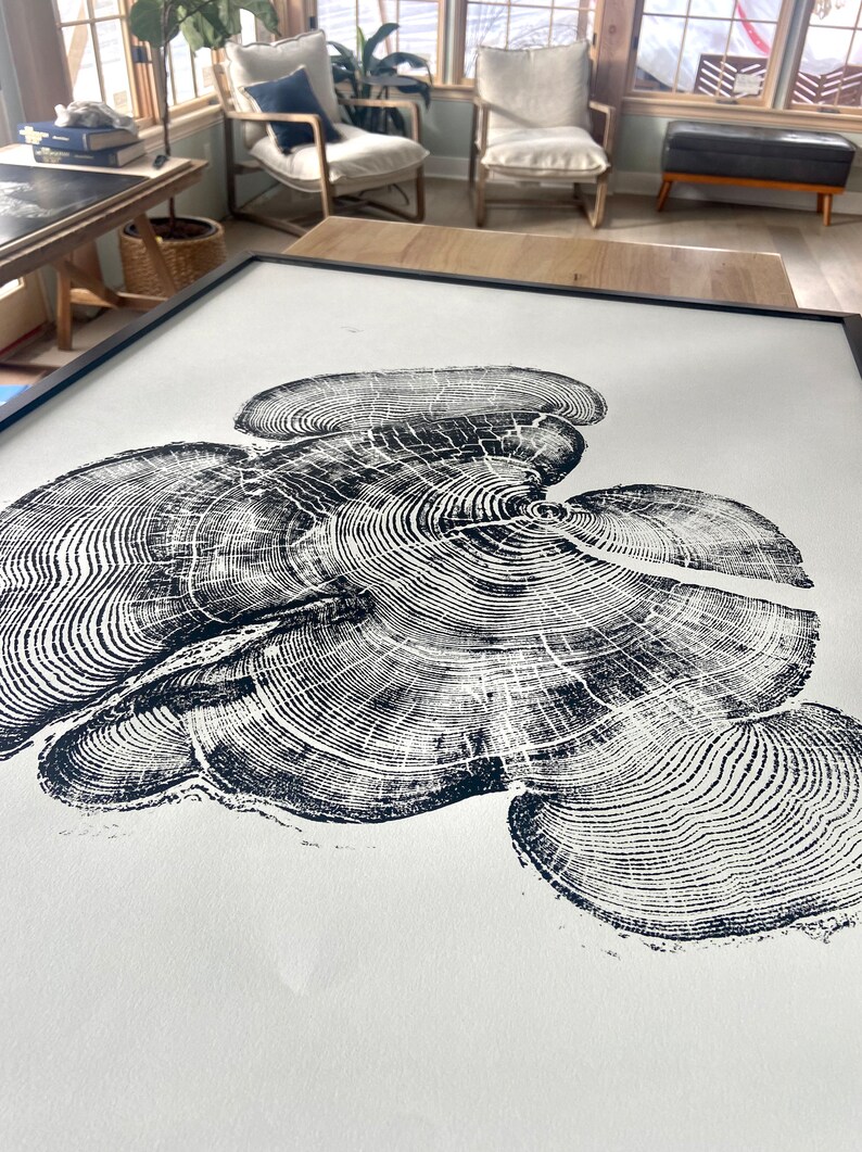 Bear Lake Utah, Tree sump print, From Bear Lake, Woodcut Print, Live Edge Lumber, 24x36 inch print, Alpine Art image 7