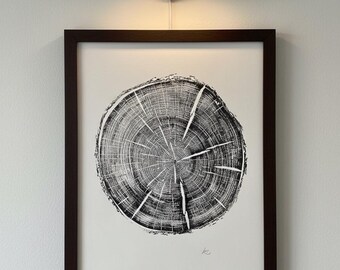 Black Hills South Dakota Woodcut print, Woodcore art, Tree Ring Print, Arborist, Forestry, Biology Gift, 18x24 inches, Signed Original