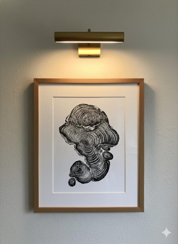 Cypress Tree Ring Woodcut Print: Irish Wood Art, Lodgecore art