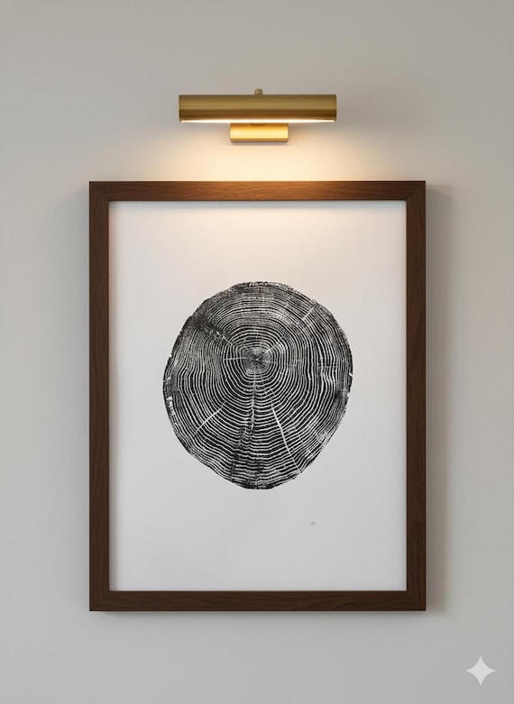 Long Island, NY, Oak tree art, Oak tree ring print, Tree stump art print, Original Woodcut, Woodblock print, Linton Art