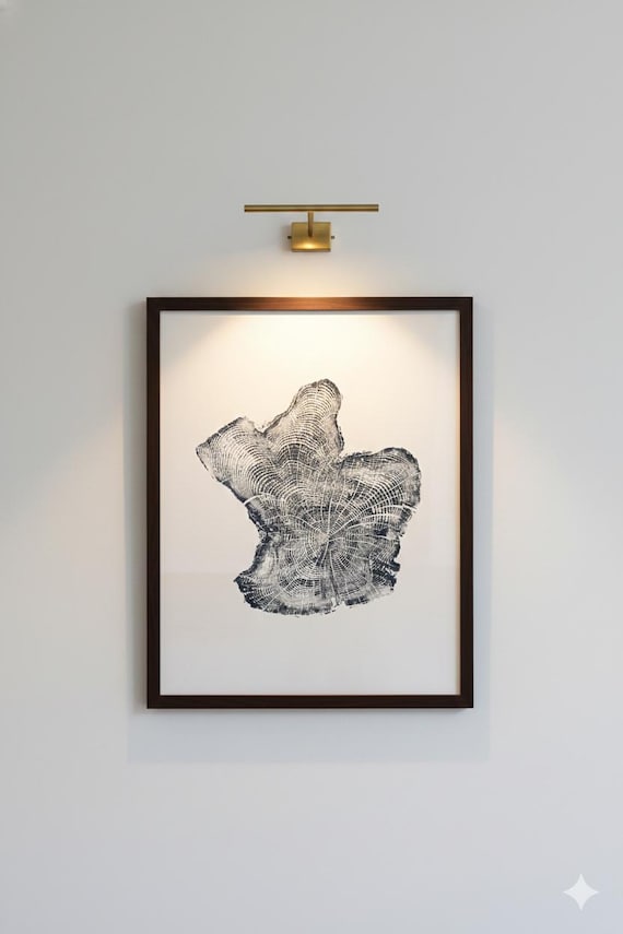 Cascade Mountains, Oregon Print, Tillamook, Woodcore art, Tree Ring Art, Woodcut Print, woodcut art