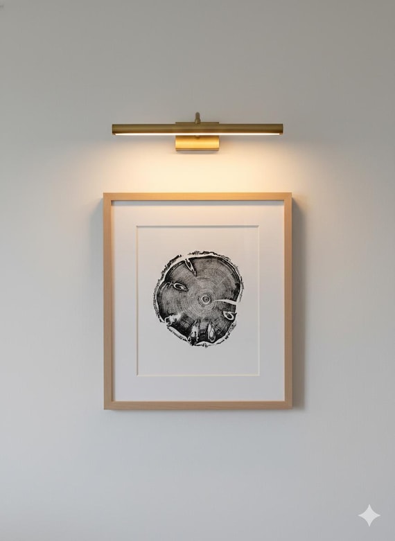 Pine tree art, Tree ring art print, nature inspired art, tree stump art, woodcut print, Christmas art, Holiday wall art, tree lover gift