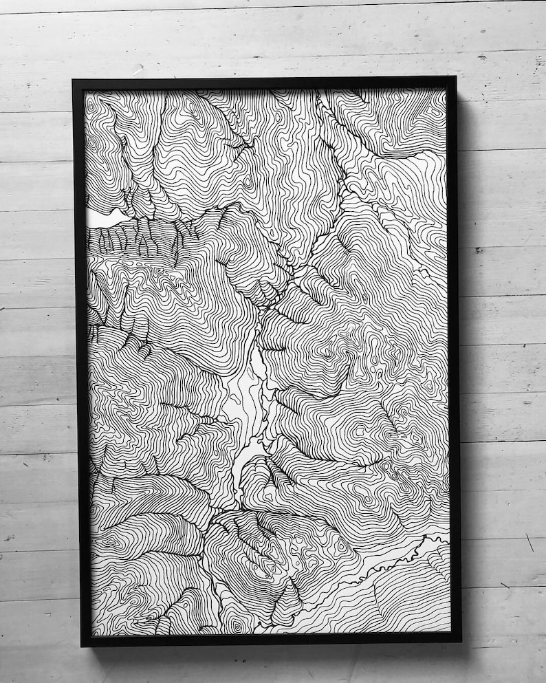 Map of Whistler, British Columbia, Ski Art, Canadian Rockies, Topographical map, Contour Map, Set of 2 image 10