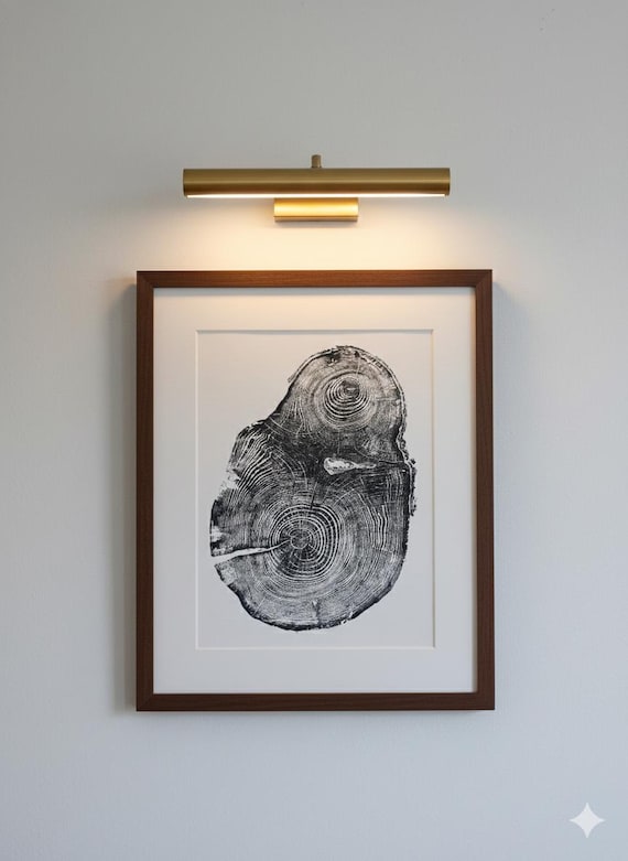 Puget Sound, Seattle Art, Woodcore art, Tree Ring Print, Woodcut print, Shabby Tree