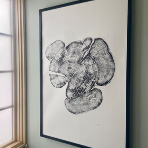 Bear Lake Utah, Tree sump print, From Bear Lake, Woodcut Print, Live Edge Lumber, 24x36 inch print, Alpine Art image 2