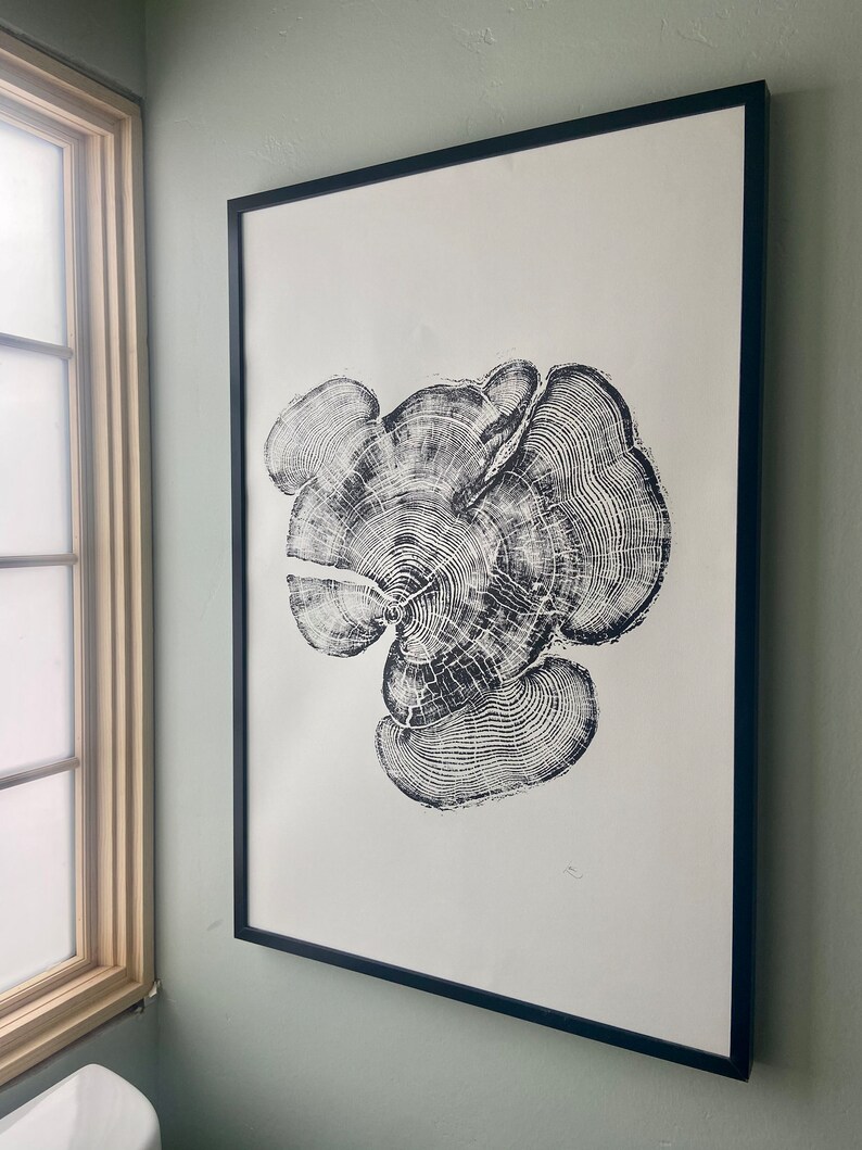 Bear Lake Utah, Tree sump print, From Bear Lake, Woodcut Print, Live Edge Lumber, 24x36 inch print, Alpine Art image 2